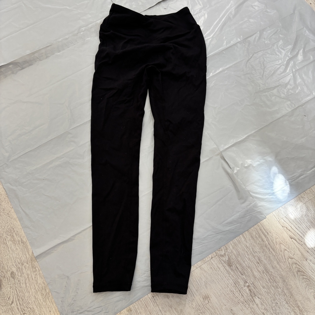 Czarne legginsy z wysokim stanem V-waist / crossover - rozmiar S