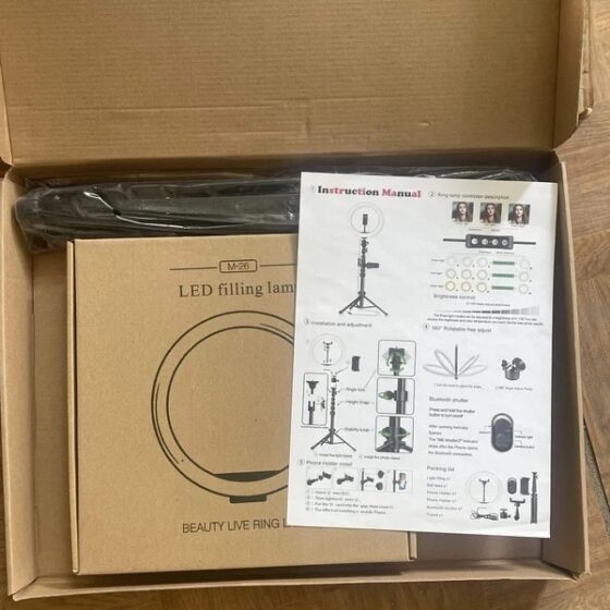 Lampa Pierścieniowa LED ok. 26 cm ze Statywem ok. 140 cm