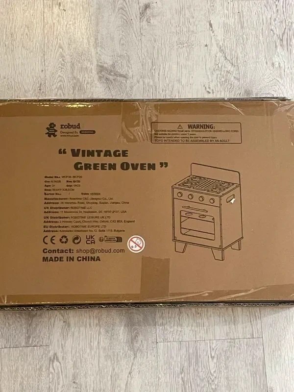 ROBUD Drewniany Piekarnik dla Dzieci Vintage Zielony - obrazek 2