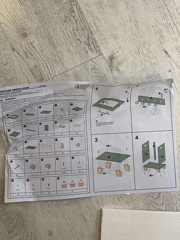 ROBUD Drewniany Piekarnik dla Dzieci Vintage Zielony - obrazek 6