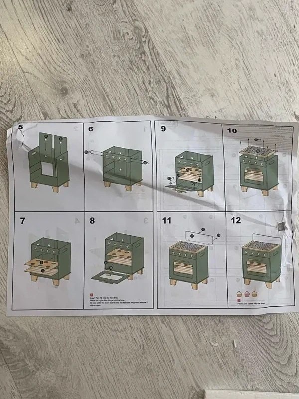 ROBUD Drewniany Piekarnik dla Dzieci Vintage Zielony - obrazek 7