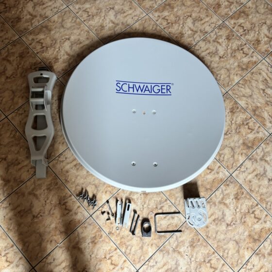 Schwaiger 714241 aluminiowa antena satelitarna offset 88 cm - jasnoszara