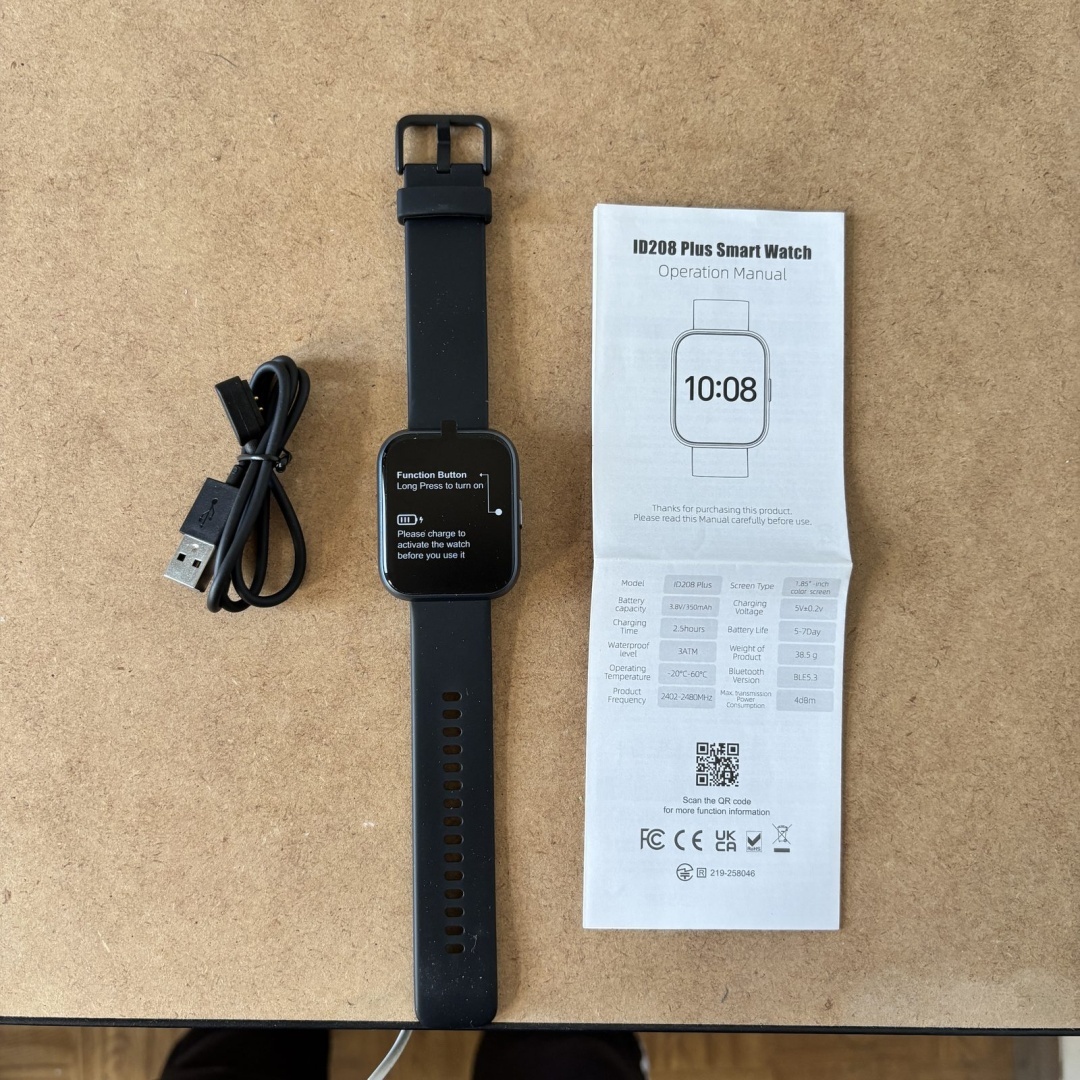 Smartwatch ID208 Plus czarny z paskiem