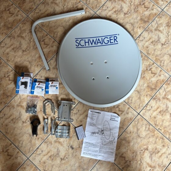 Zestaw anteny satelitarnej SCHWAIGER SPI5556D (talerz + Twin LNB + F + uchwyty)